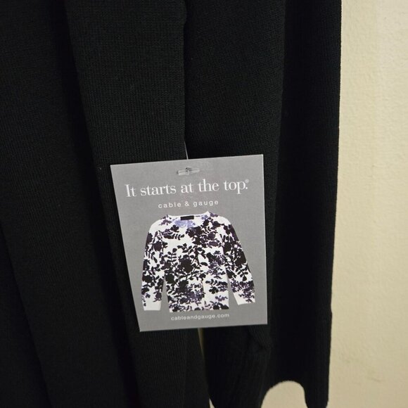 Cable & Gauge NWT Black Open Front  3/4  Sleeve Cardigan Sweater Size XL - Picture 3 of 4
